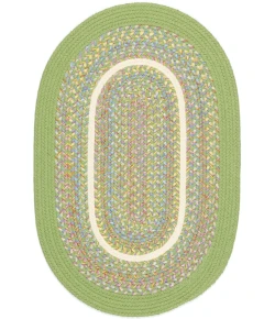 Rhody Kids' Isle Lime KI44 2 ft. X 3 ft. Oval Braided Rug