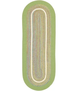 Rhody Kids' Isle Lime KI44 2 ft. X 8 ft. Oval Runner Braided Rug