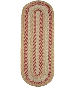 Rhody Manhattan Natural MA54 2 ft. X 6 ft. Oval Runner Braided Rug