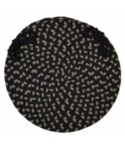 Rhody Manhattan Black Satin MA84 15 in. X 15 in. Chair Pad Set-of-4 Braided Rug