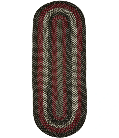 Rhody Manhattan Black Satin MA84 2 ft. X 6 ft. Oval Runner Rug