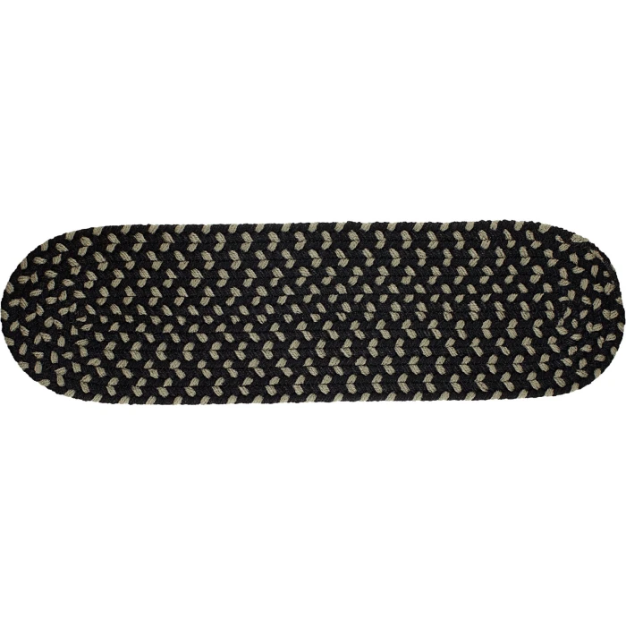 Rhody Manhattan Black Satin MA84 8 in. X 28 in. Stair Tread Rug