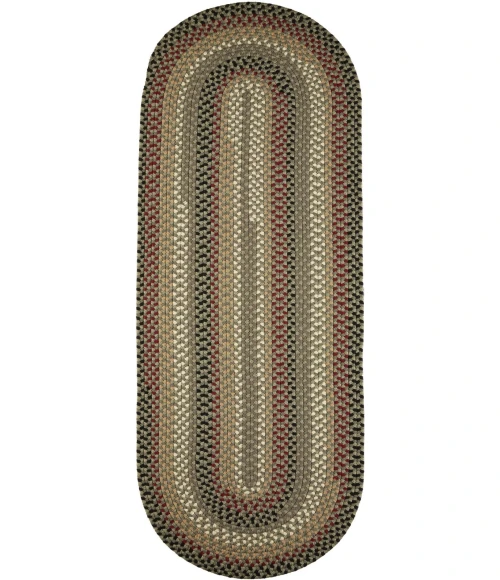 Rhody Mayflower Forest Green MF63 2 ft. X 4 ft. Oval Runner Rug