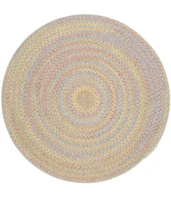 Rhody Playtime SandBeige PT03 4 ft. X 4 ft. Round Braided Rug