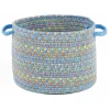 Rhody Playtime Aqua Blue PT07 10 in. X 8 in. Basket Braided Rug