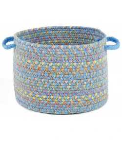 Rhody Playtime Aqua Blue PT07 10 in. X 8 in. Basket Braided Rug