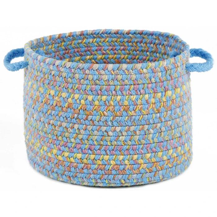 Rhody Playtime Aqua Blue PT07 10 in. X 8 in. Basket Rug