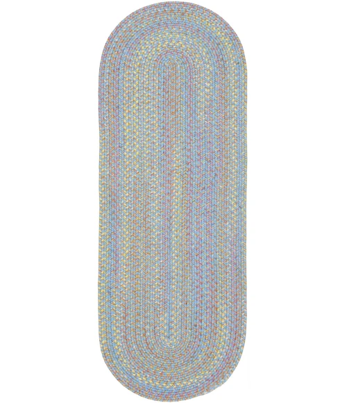 Rhody Playtime Aqua Blue PT07 2 ft. X 6 ft. Oval Runner Rug