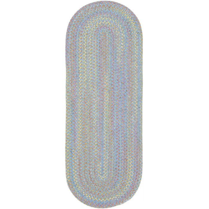 Rhody Playtime Aqua Blue PT07 2 ft. X 8 ft. Oval Runner Rug