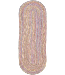 Rhody Playtime Pink PT08 2 ft. X 8 ft. Oval Runner Braided Rug