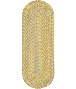 Rhody Playtime Yellow PT14 2 ft. X 6 ft. Oval Runner Braided Rug