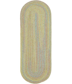 Rhody Playtime Lime PT44 2 ft. X 8 ft. Oval Runner Braided Rug