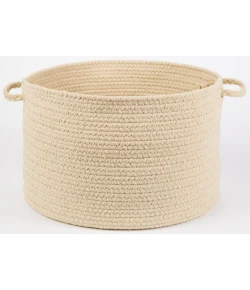 Rhody Solid Poly Cream S001 18 in. X 12 in. Basket Braided Rug