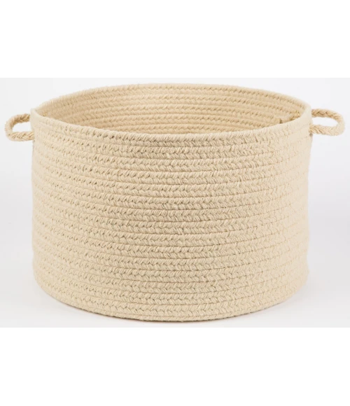 Rhody Solid Poly Cream S001 18 in. X 12 in. Basket Rug