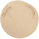 Rhody Solid Poly Cream S001 15 in. X 15 in. Chair Pad Set-of-4 Braided Rug