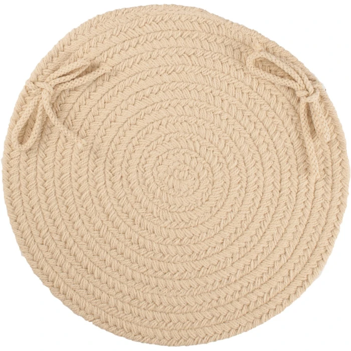 Rhody Solid Poly Cream S001 15 in. X 15 in. Chair Pad Set-of-4 Rug