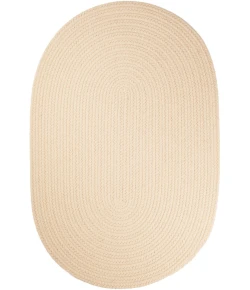 Rhody Solid Poly Cream S001 8 ft. X 11 ft. Oval Braided Rug
