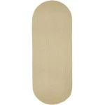 Rhody Solid Poly Cream S001 2 ft. X 4 ft. Oval Runner Braided Rug