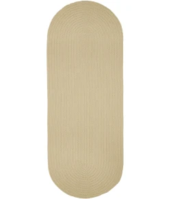 Rhody Solid Poly Cream S001 2 ft. X 6 ft. Oval Runner Braided Rug