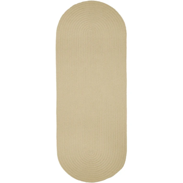 Rhody Solid Poly Cream S001 2 ft. X 8 ft. Oval Runner Rug
