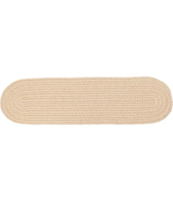Rhody Solid Poly Cream S001 8 in. X 28 in. Stair Tread Set-of-13 Braided Rug