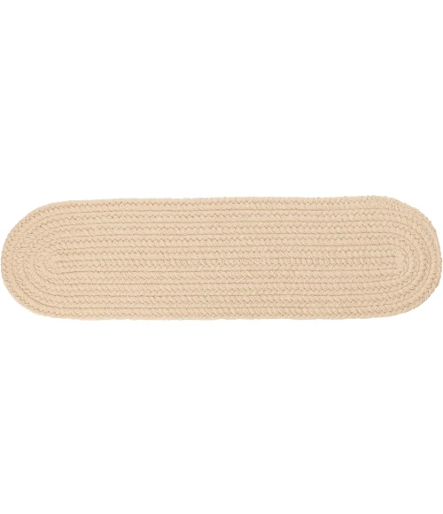 Rhody Solid Poly Cream S001 8 in. X 28 in. Stair Tread Set-of-13 Rug
