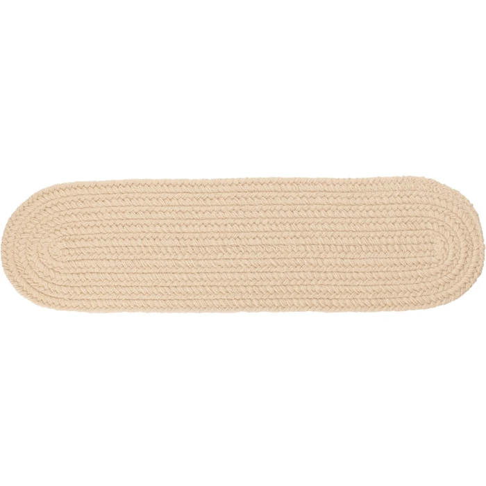 Rhody Solid Poly Cream S001 8 in. X 28 in. Stair Tread Rug