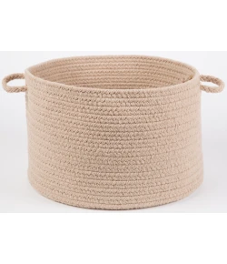 Rhody Solid Poly Beige S003 18 in. X 12 in. Basket Braided Rug