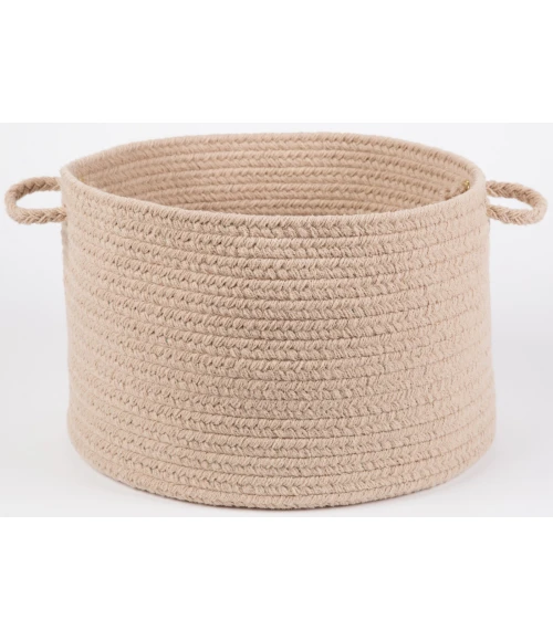Rhody Solid Poly Beige S003 18 in. X 12 in. Basket Rug