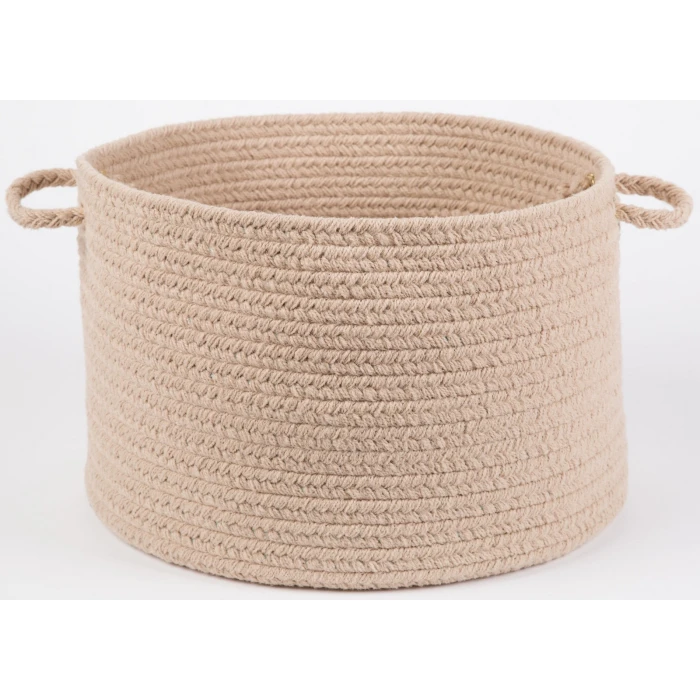 Rhody Solid Poly Beige S003 18 in. X 12 in. Basket Rug