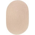 Rhody Solid Poly Beige S003 2 ft. X 3 ft. Oval Braided Rug