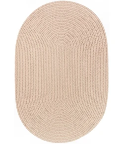 Rhody Solid Poly Beige S003 10 ft. X 13 ft. Oval Braided Rug