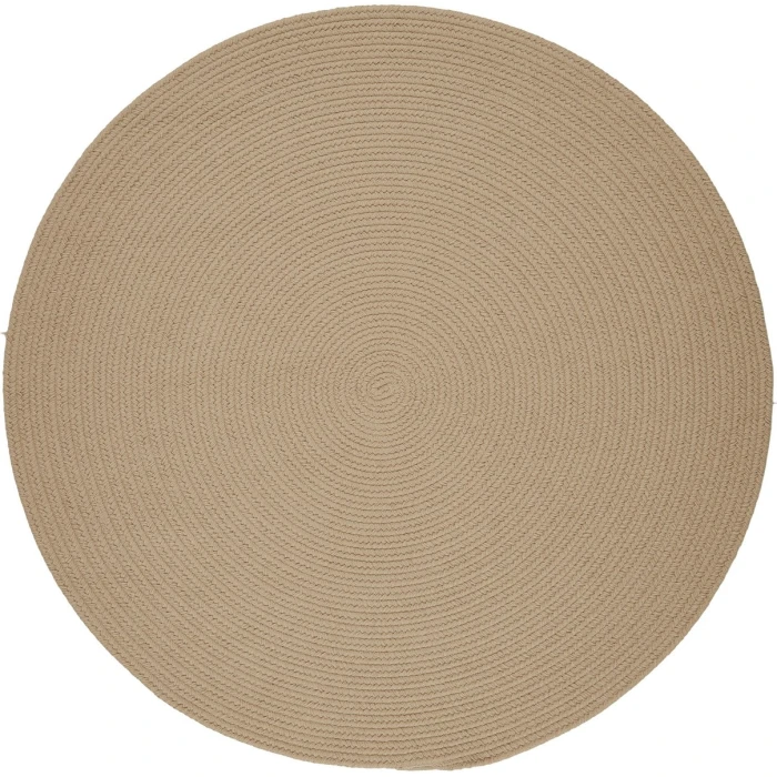 Rhody Solid Poly Beige S003 4 ft. X 4 ft. Round Rug