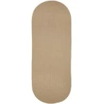 Rhody Solid Poly Beige S003 2 ft. X 4 ft. Oval Runner Braided Rug