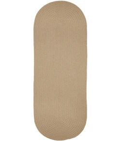 Rhody Solid Poly Beige S003 2 ft. X 4 ft. Oval Runner Braided Rug