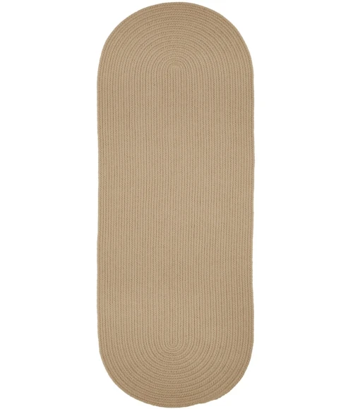 Rhody Solid Poly Beige S003 2 ft. X 4 ft. Oval Runner Rug
