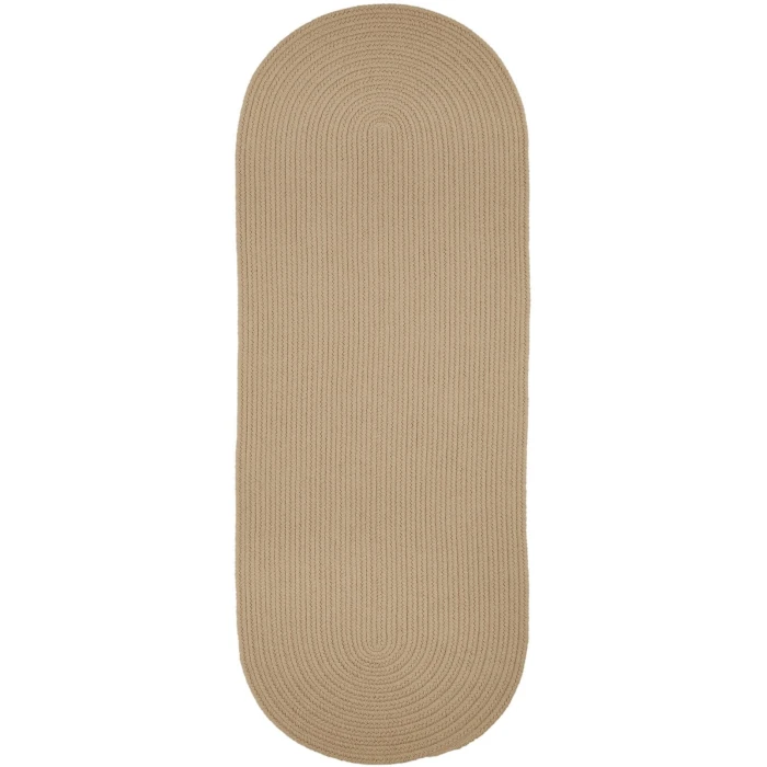 Rhody Solid Poly Beige S003 2 ft. X 8 ft. Oval Runner Rug