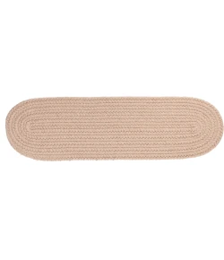 Rhody Solid Poly Beige S003 8 in. X 28 in. Stair Tread Set-of-13 Braided Rug