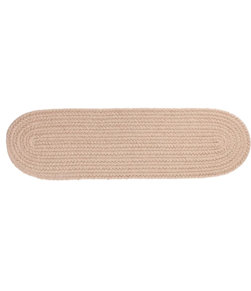 Rhody Solid Poly Beige S003 8 in. X 28 in. Stair Tread Set-of-13 Rug