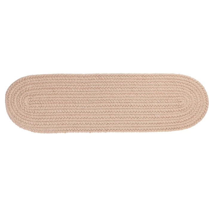Rhody Solid Poly Beige S003 8 in. X 28 in. Stair Tread Set-of-13 Rug