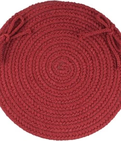 Rhody Solid Poly Colonial Red S005 15 in. X 15 in. Chair Pad Braided Rug
