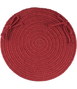 Rhody Solid Poly Colonial Red S005 15 in. X 15 in. Chair Pad Braided Rug
