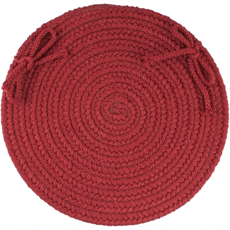 Rhody Solid Poly Colonial Red S005 15 in. X 15 in. Chair Pad Set-of-4 Rug