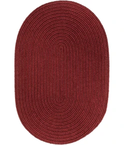 Rhody Solid Poly Colonial Red S005 4 ft. X 6 ft. Oval Braided Rug