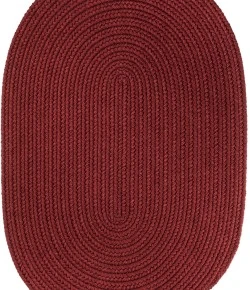 Rhody Solid Poly Colonial Red S005 10 ft. X 13 ft. Oval Braided Rug