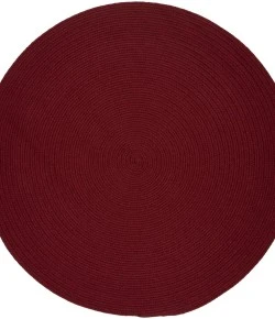 Rhody Solid Poly Colonial Red S005 10 ft. X 10 ft. Round Braided Rug