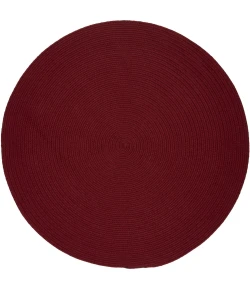Rhody Solid Poly Colonial Red S005 4 ft. X 4 ft. Round Braided Rug