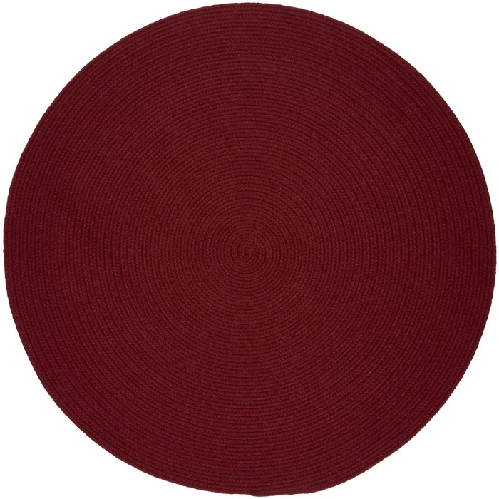 Rhody Solid Poly Colonial Red S005 4 ft. X 4 ft. Round Rug