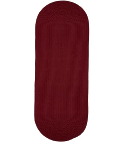 Rhody Solid Poly Colonial Red S005 2 ft. X 6 ft. Oval Runner Braided Rug