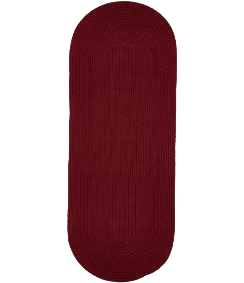 Rhody Solid Poly Colonial Red S005 2 ft. X 6 ft. Oval Runner Rug